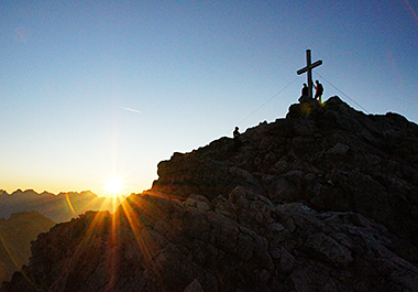Gipfel bei Sonnenuntergang